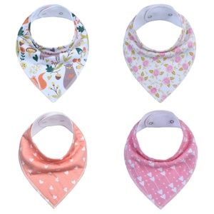 Cotton Baby Bandana Bibs - Set of 4 patterns